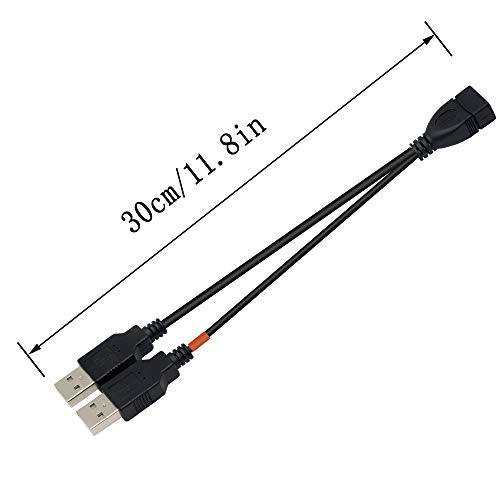 YOUCHENG 30cm USB 2.0A Female to Dual A Male Y Hub Adapter Cable for Computers and Mobile Phones - Data Transmission on One Port (2-Pack)