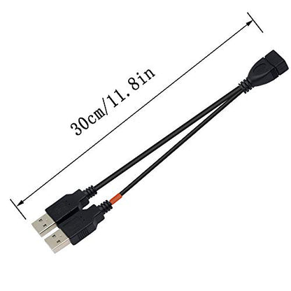 YOUCHENG 30cm USB 2.0A Female to Dual A Male Y Hub Adapter Cable for Computers and Mobile Phones - Data Transmission on One Port (2-Pack)