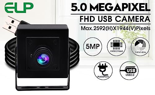 ELP Mini Box USB Camera for Computer 5megapixel HD Webcam with 3.6mm Lens for Machine Vision OV5640 UVC USB2.0 Lightburn PC Camera for Engraving Machine,3D Printer,Robot,3D Scanner - color: 3.6mm Lens Mini, style: USB Camera