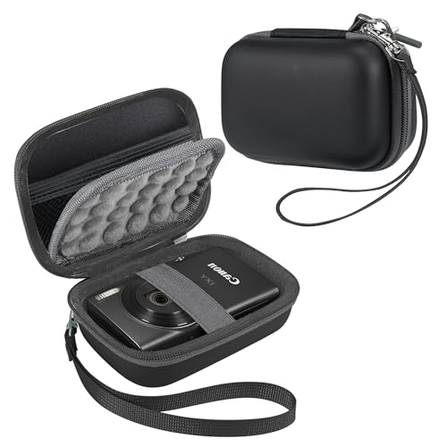 Leayjeen Hard EVA Camera Case Compatible with Canon PowerShot ELPH/IXUS, Kodak Pixpro FZ55/FZ45, Nikon Coolpix, Small Digital Camera, Shockproof Protective Camera Bag with Hand Strap-Black(Case Only) - color: Black