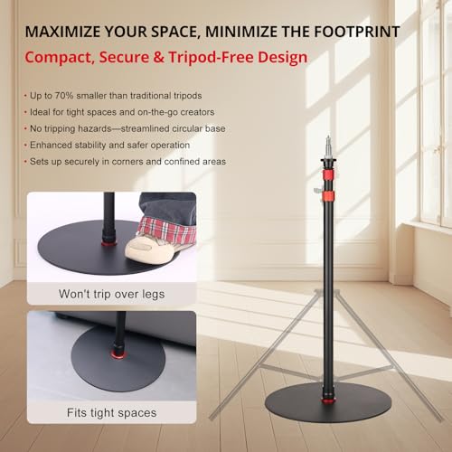 GVM YB2L200 79.9in Heavy Duty Light Stand Kit (2-Pack), Round Base Monopod, 10kg Load Capacity, Flat Base for Stability, for Video Recording, Live Streaming, Interviews & Photography Studio