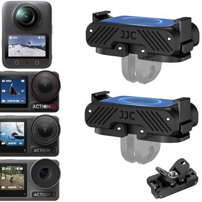 JJC 2Pcs Action 5 Magnetic Quick Release Adapter for DJI Osmo 360 Action 5 pro 4 3 Accessories, Replace OEM Quick Release Mount, with Folding Claws & 1/4 Screw Hole, Heavy Duty Nylon Extension Adapter - color: 2Pcs Magnetic Quick Release Adapter