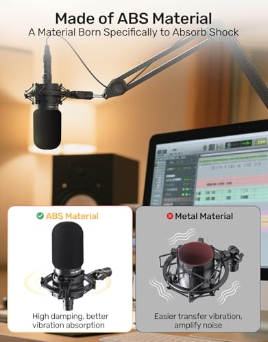 Custom AT2020 Microphone Shock Mount with Pop Filter, Anti-Vibration Suspension Shock Mount Mic Holder Clip Compatible with Audio Technica AT2020 AT2035 AT2020USB ATR2050 AT3035 AT3060 Mic - size: AT2020 Shock Mount