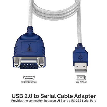 SABRENT USB 2.0 to Serial (9 Pin) DB 9 RS 232 Converter Cable, Prolific Chipset, Hexnuts, [Windows 10/8.1/8/7/VISTA/XP, Mac OS X 10.6 and Above] 6 Feet (CB-9P6F) - size: USB-A 6FT – RS-232