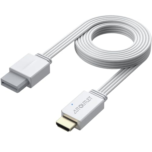 AUTOUTLET Wii to HDMI Converter 1080P 6.5ft/2M for Full HD Device, Adapter with HDMI Male Cable Output Compatible with Nintendo Wii, Wii U, HDTV, Monitor-Supports All Wii Display Modes - color: White, size: 6.5ft