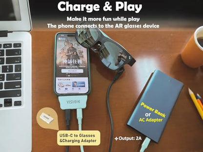 USB C to USB C Adapter, Charging and Play- 4K 60Hz/2K 120Hz, Supports 100W Fast Charging for iPhone 17-15,Switch, ROG Ally, Steam Deck. Connected Viture/Rayneo/Xreal/Rokid AR Glasses