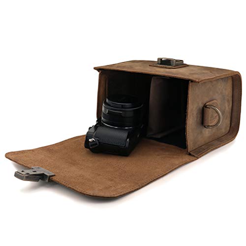 MegaGear Pebble Genuine Leather Camera Messenger Bag for Mirrorless, Instant and DSLR Cameras - color: Cinnamon