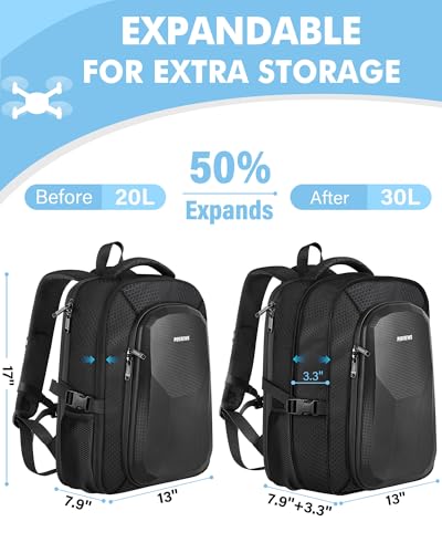 PEKREWS Mini 4 Pro Case, Mini 3/4 Pro Waterproof Hard Carrying Case, Large Drone Bag Fits 15.6 Inch Laptop, Travel Backpack for DJI RC 2/RC/N3/N2/N1 Controller, Fly More Combo and Drone Accessories - color: Black