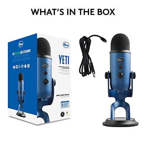 Logitech Creators Blue Yeti USB Microphone for PC, Mac, Gaming, Streaming, Podcasting, Studio and Computer Condenser Mic with Blue VO!CE Effects, 4 Pickup Patterns, Plug and Play - Midnight Blue - color: Midnight Blue