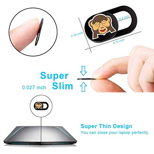 SIREG Webcam Cover Ultra Thin - Web Camera Cover fits Laptop,Tablet,Computer, Smartphone, Protect Your Privacy and Security,Strong Adhesive (Monkey-Black & 3 Pack) - color: Monkey-Black & 3 pack