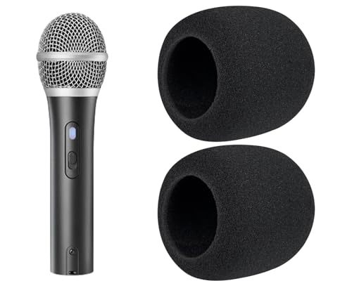 SOULWIT 2Pcs Pop Filter for Audio-Technica ATH ATR2100x-USB Cardioid Dynamic, Protective Mic Cover Windscreen Foam - Black
