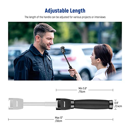 NEEWER 12"/30cm Telescoping Interview Mic Handle for Wireless Go, Lavalier Video Microphone Handheld Adapter with Cold Shoes Compatible with RODE Wireless Go II DJI Mic NEEWER CM22, MS004 - style: MS004(30cm)