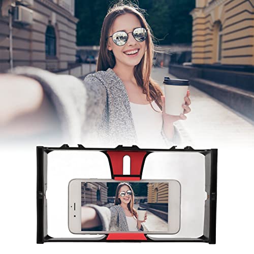 Smartphone Video Rig, Filmmaking Cage Camera Rig, Phone Video Stabilizer, Filmmaking Vlogging Case, Phone Stabilizer for Video Recording, Videomaker Film-Maker Fits for All Smartphones(Red)