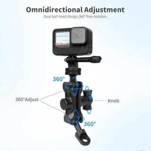 Bike Motorcycle Camera Mount Bundle Kit, 1/4 Screw & Tripod Mount Adapter, 360°Swiveling Ball Head Base -Rotating Ball Head Clamp Arm for lnsta36o X5/X4/X3/X2, Rearview Mirror(0.39“) 75014 - style: 10MM Rearview mirror