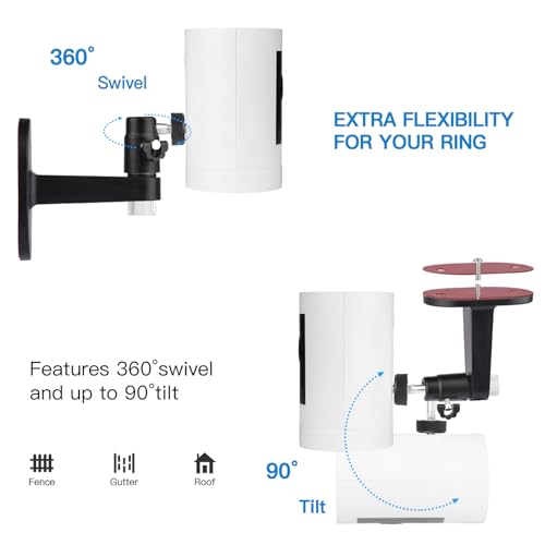 2Pack Adjustable Security Wall Mount Bracket for Ring Stick Up Cam & Ring Outdoor Cam Plus, Perfect View Angle for Your Surveillance Camera System - Black - color: Black