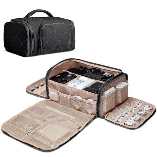 Marscamd Cable Organizer Bag, Travel Cord & Charger Organizer Pouch for Tech Accessories & Electronics, Home Storage, Black - color: Black