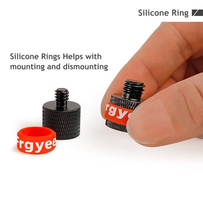 1/4 to 3/8 Camera Screw Adapter 1/4" Male to 3/8" Female and 3/8" Male to 1/4" Tripod Screw Adapter with Personalised Silicone Ring for Camera Monitor, Tripod, Mic Stand Mount 4 Pcs
