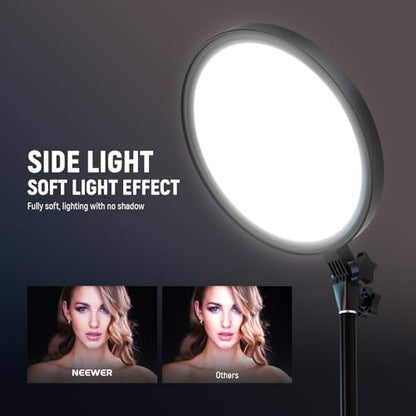 NEEWER Basics 12" 24W Large Ring Light with 68" Stand/Phone Holder/Remote for iPhone Video Recording Selfie Streaming Makeup Studio Photography, 3000K-6500K CRI98 Full Screen LED Panel Lighting, BR13