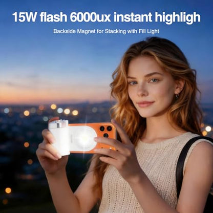 Phone Flash Fill Light, Magnetic Attachment for Mobile Phones, Built-in Handle with Focus Knob, Portable LED Light Phone Photography, Vlog & Live Streaming