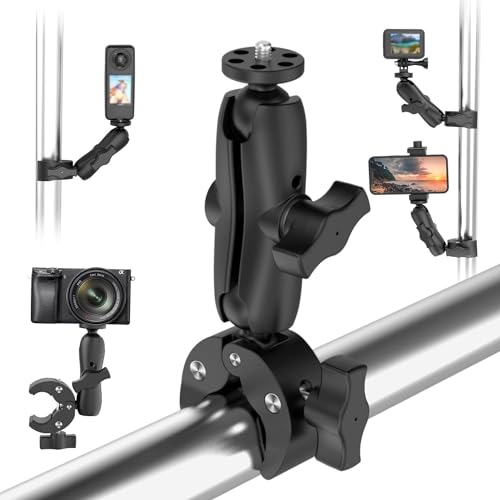 Taisioner Super Camera Clamp Mount 3.6" Socket Arm 360°Ball Head Magic Arm 1/4" Thread for Canon Nikon/Digital Camera/DSLR/Gopro/Insta360/LED Light(Gopro Adapter,Phone Holder) - size: 3.6"super clamp