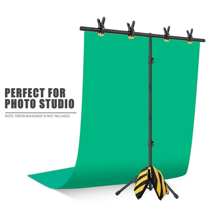 T-Shape Portable Backdrop Stand, 6.5x3.2ft Adjustable Photo Background Stand Kit, Sturdy Small Back Drop Holder with 4 Spring Clamps, Carry Bag for Parties, Photography and Video Studio