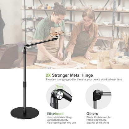elitehood Magnetic Phone Stand for Overhead Recording, 15 in Long Arm Magsafe iPhone Holder for Video Recording, 360 Swivel Tilt Overhead Phone Mount for Filming, Meeting, Cooking, Painting, Crafting - style: Magnetic Stand
