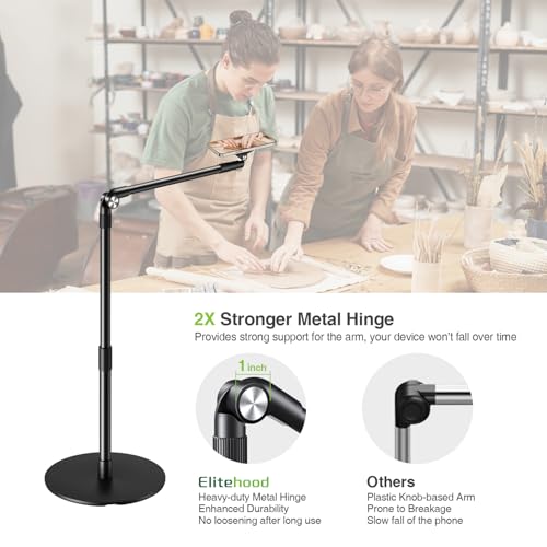 elitehood Magnetic Phone Stand for Overhead Recording, 15 in Long Arm Magsafe iPhone Holder for Video Recording, 360 Swivel Tilt Overhead Phone Mount for Filming, Meeting, Cooking, Painting, Crafting - style: Magnetic Stand