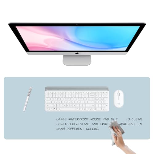 Dry Erase Desk Mat, Waterproof Desk Pad, Erasable Writing White Board for Making Plans, Non-Slip Large Desktop Protector for Office, Home, School 31"x13" (Blue) - color: Blue