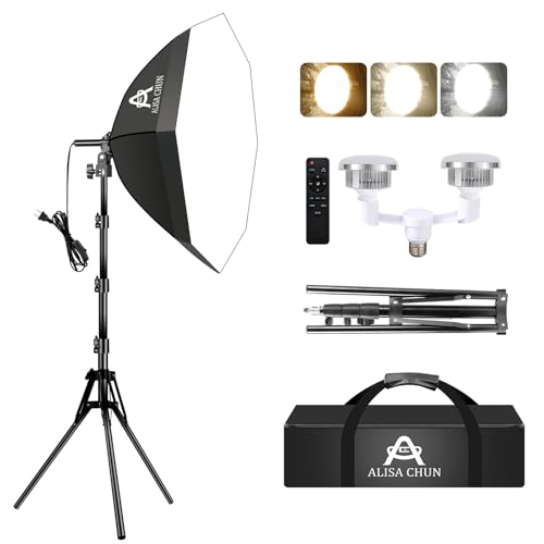 Softbox Photography Lighting Kit,22"X22" Soft Box Lighting Set with Double 85W 3000-7500K LED Bulbs，Photo Studio Equipment for Photography,Podcast Lighting，Shooting，Video Recording