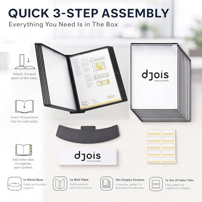 Tarifold Desktop Reference & Display System, 10 Double-Sided Pockets, 20 Sheet Capacity, Durable Metal Base, Easy-Load Polypropylene Pockets, Letter-Size, Made in Denmark, Black - color: Black, style: Desktop