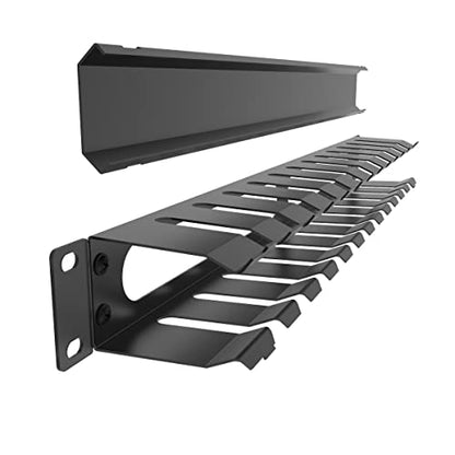 2 Pack of All Metal 1U Cable Management Horizontal Rack Mount Cable Manager with 12 Big Finger Slots for 19-inch Server Rack or Cabinet