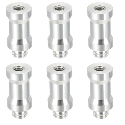 PATIKIL Camera Spigot Screws Converter 1/4" to 3/8" Female to Male, 6 Pack Tripod Screw Adapter Spigot Stud for Light Stand Hot Shoe Cold Shoe Adapter Ball Head Flash, Silver
