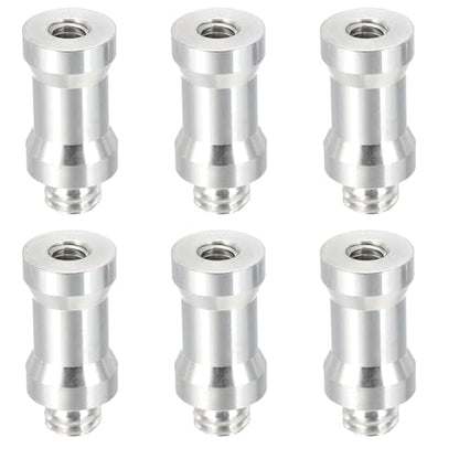 PATIKIL Camera Spigot Screws Converter 1/4" to 3/8" Female to Male, 6 Pack Tripod Screw Adapter Spigot Stud for Light Stand Hot Shoe Cold Shoe Adapter Ball Head Flash, Silver