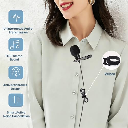 QQM USB Lavalier Microphone, Plug & Play Clip-On Lapel Mic for PC | Omnidirectional clip-on mic for clear voice recording. Plug & play USB design for laptop, PC, Mac, Zoom, streaming & gaming.