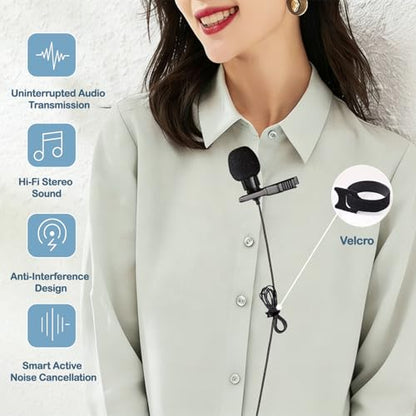 QQM USB Lavalier Microphone, Plug & Play Clip-On Lapel Mic for PC | Omnidirectional clip-on mic for clear voice recording. Plug & play USB design for laptop, PC, Mac, Zoom, streaming & gaming.