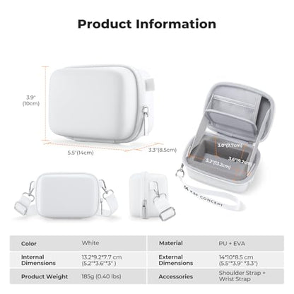 K&F CONCEPT Carrying Case for Digital Camera, Hard Shell Protective Travel Case Compatible with Ricoh GR III/GR IIIX/for Sony ZV-1 RX100/ for Canon G7X Mark III/G5X Mark II (Case Only) - color: White