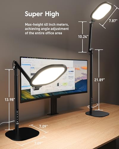 LitONES Led Desk Lamps for Home Office with Base, Tall Desk Lamp with 50 Light Modes & Memory and Timer Func Computer Light, Flexible Adjustable Table Lamps for Video Conference, Architect - size: Black 1 Pack