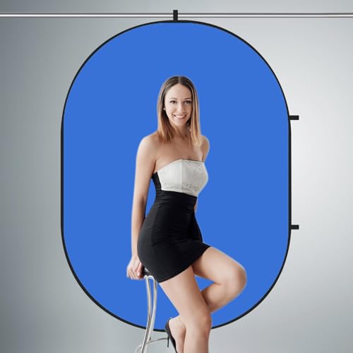 Kate Collapsible Pop-Up Backdrop for Self-Tape Auditions, Professional Headshots, Video Conferencing & Live Streaming - Portable Photography Background (5'x6.5' / 1.5x2m,Blue/White) - color: Blue/White