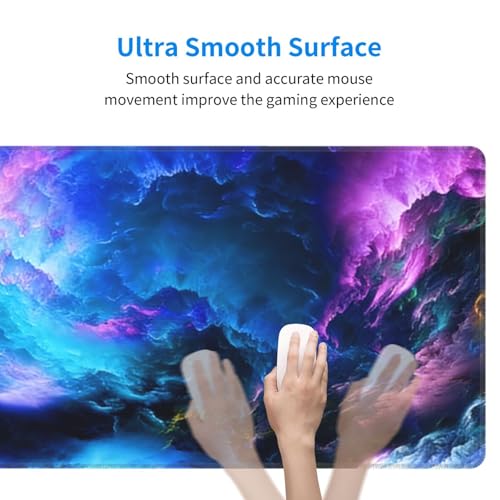 Large Gaming Mouse Pad, Non-Slip Stitched Waterproof XL Mouse Mat, 31.5 * 11.8 in (Dazzling Galaxy) - color: Dazzling Galaxy