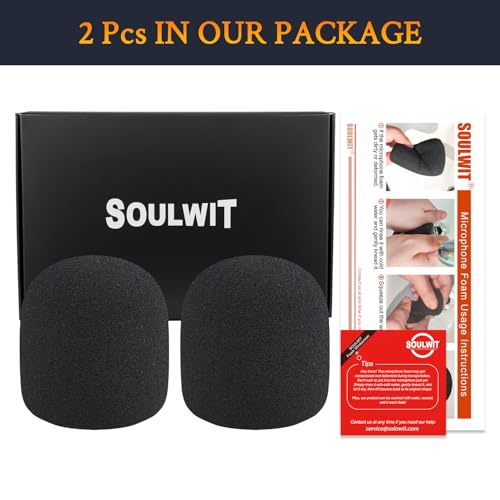 SOULWIT 2Pcs Pop Filter for Audio-Technica ATH ATR2100x-USB Cardioid Dynamic, Protective Mic Cover Windscreen Foam - Black