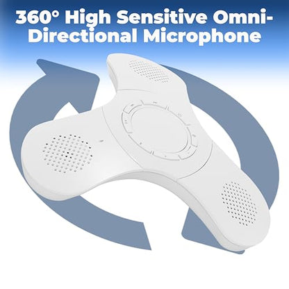 Skywin Bluetooth Conference Speaker with Microphone, Portable Wireless Speaker for Office Desk, Computer, and Laptop, Bluetooth Microphone for Conference Room, and PC, Smart Speakerphone (White)