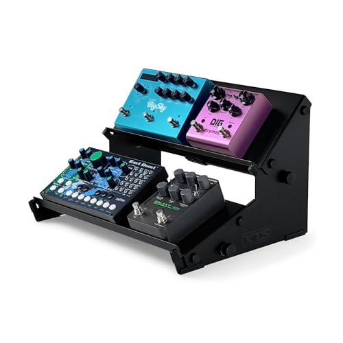 XTS Mini Duo-Flex Desktop Stand, 2 Tiers with Trays for FX Pedals / Synths / Audio Interfaces / MIDI Controllers, Holds 2-4 Pedals or Machines on Each Tier, 15.5" Width, Fits Elektron Digitakt / Digitone / Octatrack & More - size: Mini Duo-Flex Stand