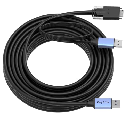 OkyLink Active USB 3.0 A to Micro-B Cable, 5Gbps, 32ft, Double Screw Lock | 10M, 3.2 Gen 1, Male to Male, for External Hard Drive HDD SSD - color: Screw USB3.0, size: 32ft (10m)