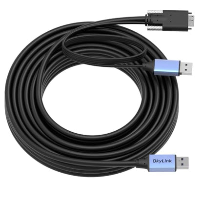 OkyLink Active USB 3.0 A to Micro-B Cable, 5Gbps, 32ft, Double Screw Lock | 10M, 3.2 Gen 1, Male to Male, for External Hard Drive HDD SSD - color: Screw USB3.0, size: 32ft (10m)