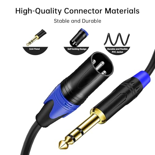 6.35mm Dual TRS to XLR Male Cable for Microphone, Mixer, Amplifier, (2 PACK-11.8 inch), Dual1/4 TRS to XLR Audio Cable, Y Splitter Patch Cord, 3-Pinxlr to Dual 1/4 Male Converter Adapter Cable - style: 2PACK-11.8inch-Male