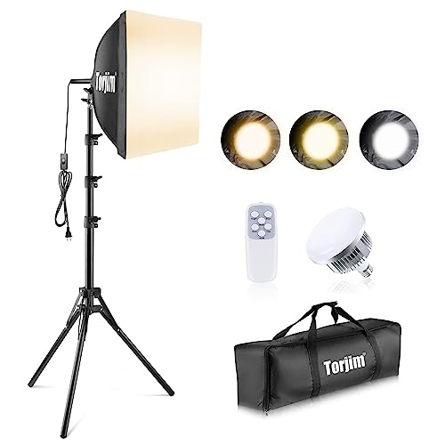 Torjim Softbox Photography Lighting Kit, 16'' x 16'' Professional Softbox Lighting Kit with 85W 3000-7500K LED Bulbs, Studio Lights for Photography/Video Recording/Live Streaming/Portraits Shooting - color: 16inch