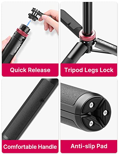 57in Extendable Selfie Tripod for Action Cameras - ULANZI Go Quick II Long Action Camera Stick Tripod Quick Release Adapter Vlog Handle Grip for GoPro Hero Series