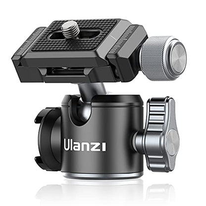 ULANZI U-80L Ball Head for 1/4" Tripod - 360 Rotating Panoramic Camera Mount With Arca Quick Release Plate & Cold Shoe for DSLR, Camcorder, Monopod, Slider