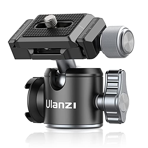 ULANZI U-80L Ball Head for 1/4" Tripod - 360 Rotating Panoramic Camera Mount With Arca Quick Release Plate & Cold Shoe for DSLR, Camcorder, Monopod, Slider