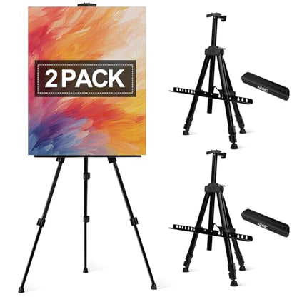 AROIC Art Painting Artist Easel Stand, Painting Display Easel Stand,Portable Adjustable Iron Tripod Display Stand with Bag, Height from 20 to 66 in for Table-Top/Floor Drawing and Displaying(2 Pack) - style: 2P